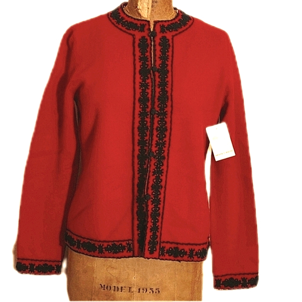 Deane & White wool embroidered cardigan.  New With Tags